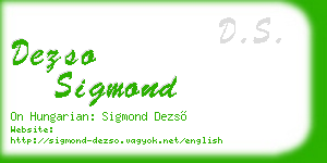 dezso sigmond business card